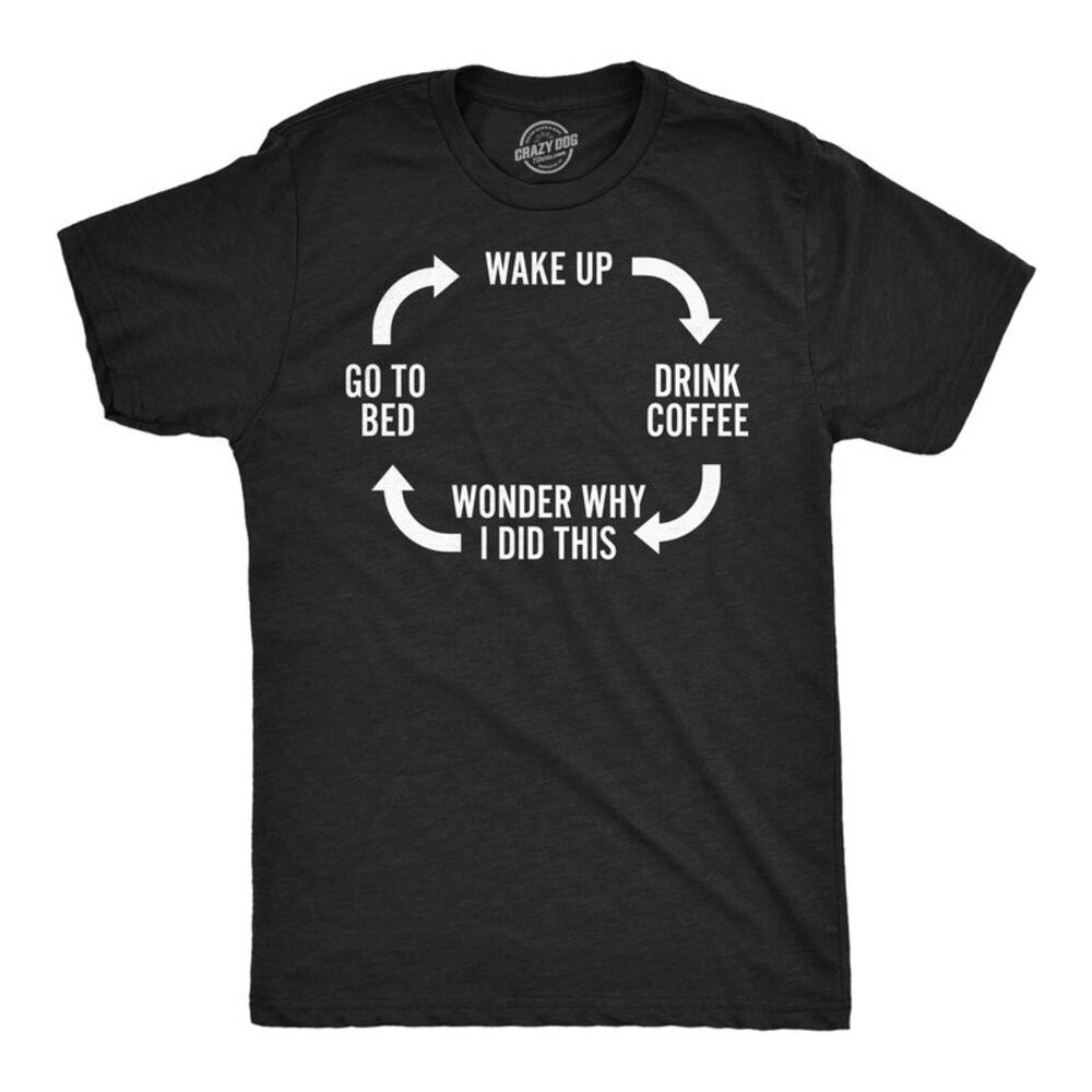Mens Funny T Shirts Wake Up Drink Coffee Sarcastic Tee For Men